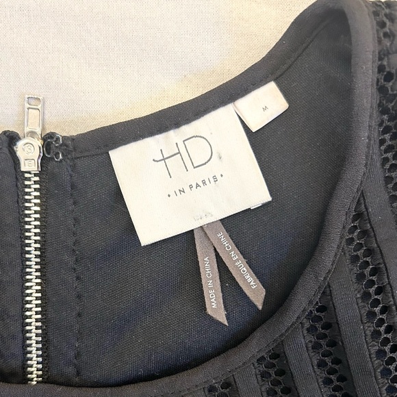 Anthropologie Black Mesh Ribbon Top with Peplum, Evening - size Medium - Picture 6 of 7